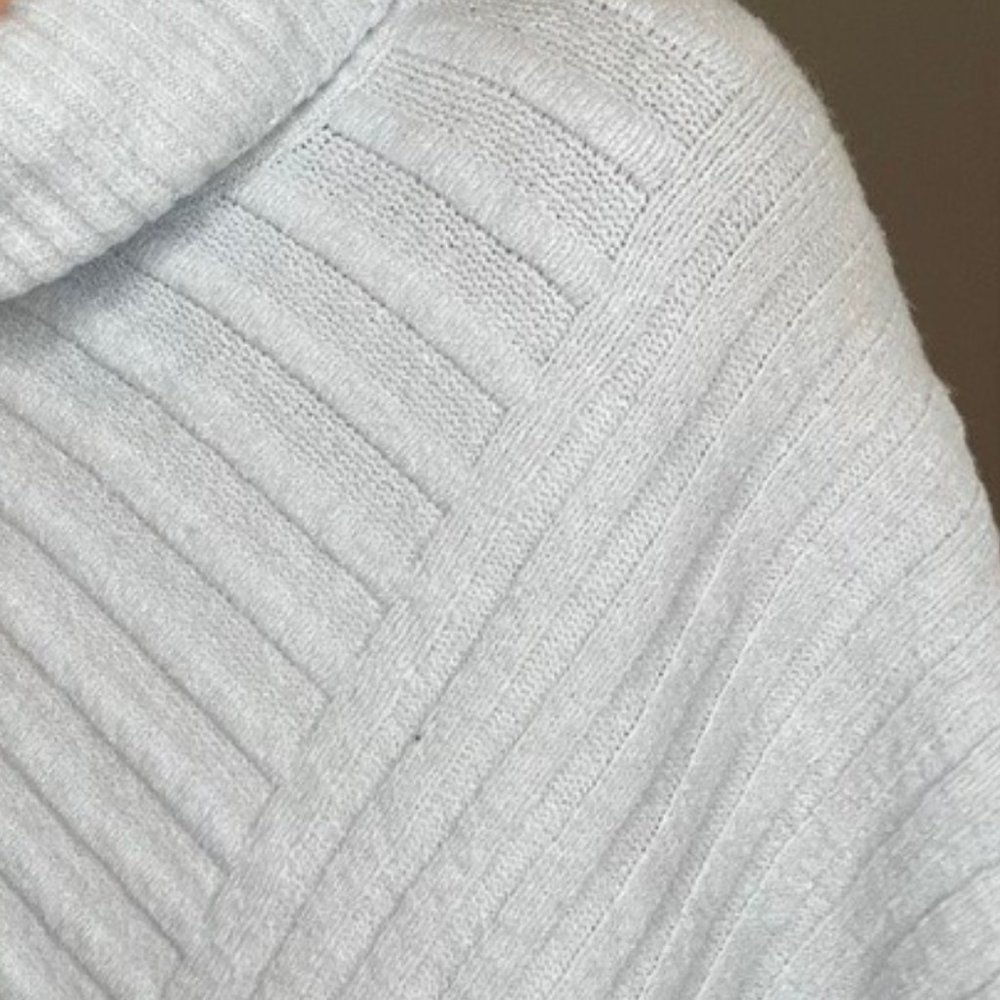 Chicos Poncho Great Condition M Blue Turtleneck Cozy Textured Pullover Sweater - Picture 5 of 11